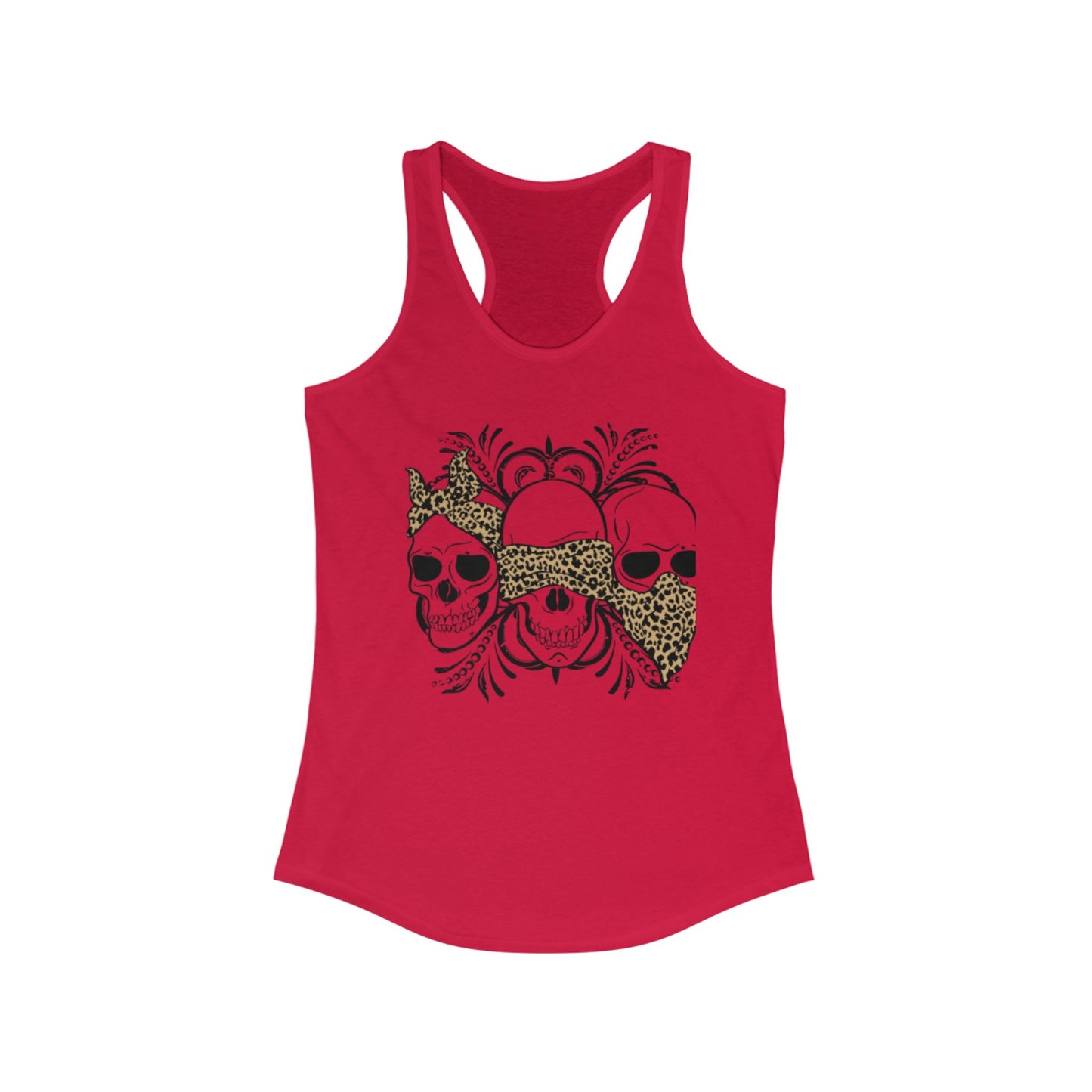 Leopard Print Skull Women's Racerback Tank - Trendy Summer Top