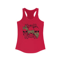 Leopard Print Skull Women's Racerback Tank - Trendy Summer Top