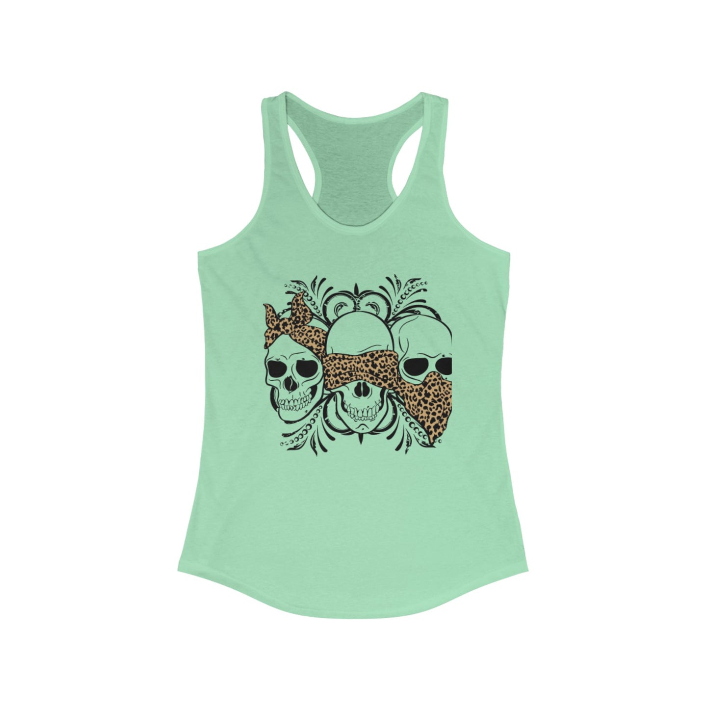 Leopard Print Skull Women's Racerback Tank - Trendy Summer Top