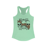 Leopard Print Skull Women's Racerback Tank - Trendy Summer Top