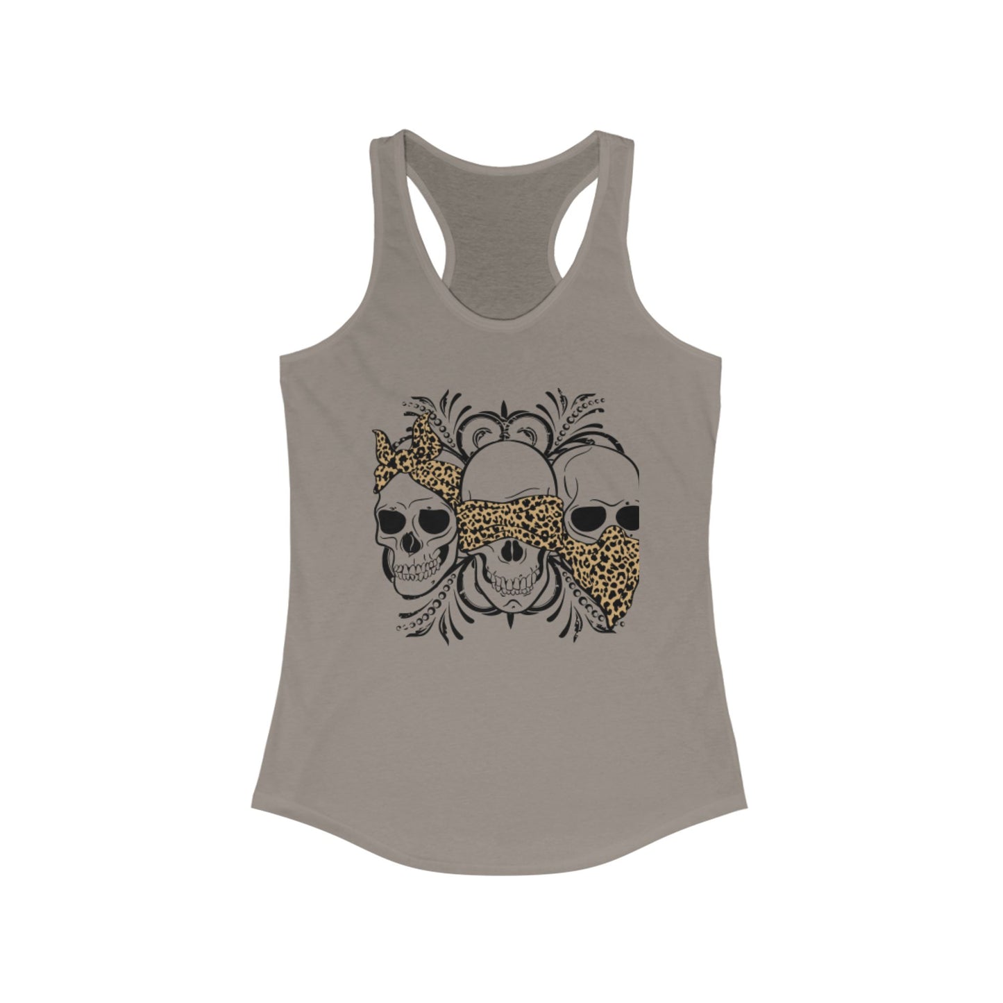 Leopard Print Skull Women's Racerback Tank - Trendy Summer Top