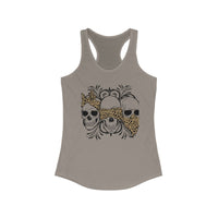 Leopard Print Skull Women's Racerback Tank - Trendy Summer Top