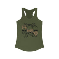 Leopard Print Skull Women's Racerback Tank - Trendy Summer Top