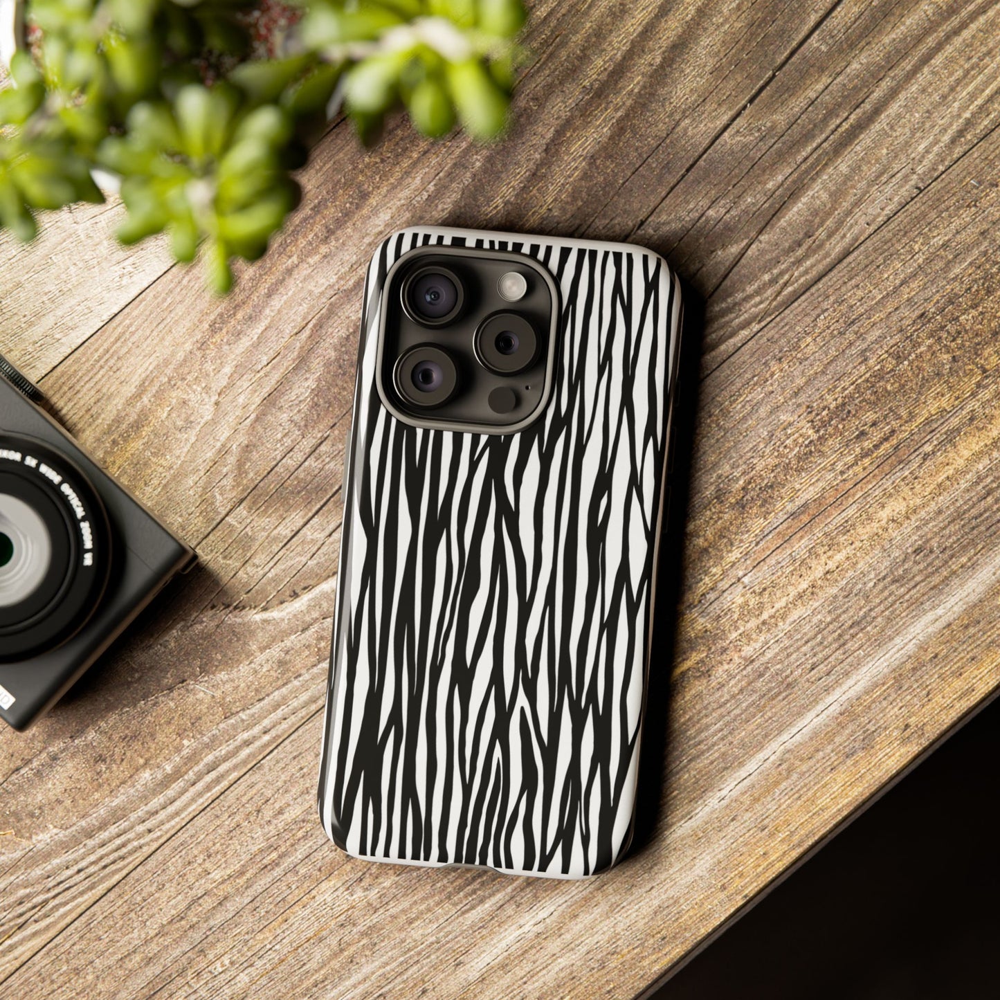 Tough Cases: Stylish Black and White Zebra Print Phone Case