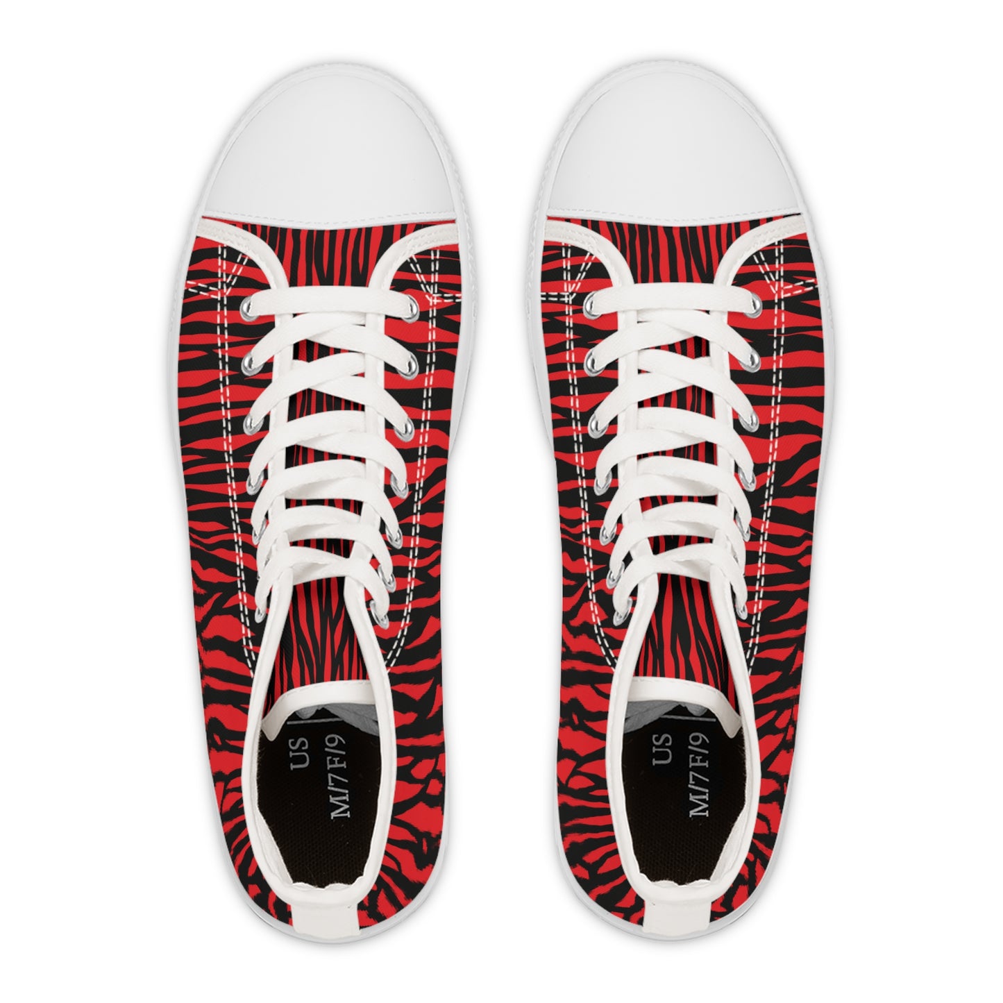 Fierce Stripe High Top Sneakers - Bold Red & Black Animal Print
