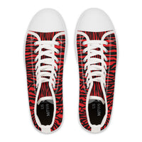 Fierce Stripe High Top Sneakers - Bold Red & Black Animal Print