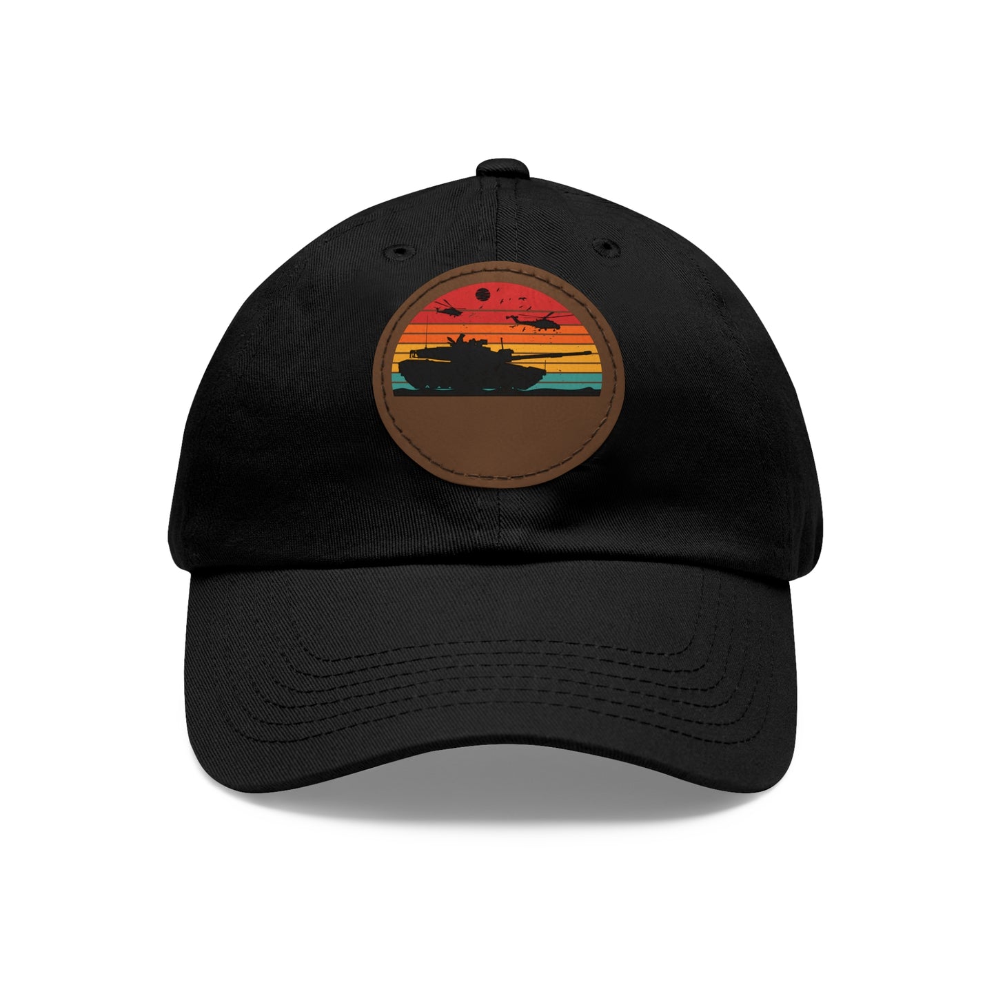 Retro Sunset Dad Hat with Leather Patch