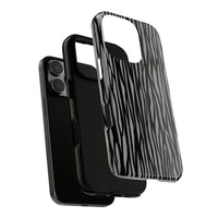 Stylish Tough Phone Case - Black and Gray Striped Design