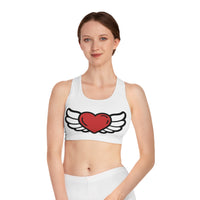 Heart Wings Sports Bra, Workout Bra, Activewear, Gift for Fitness Lovers, Valentine’s Day Gift, Motivational Gym Wear
