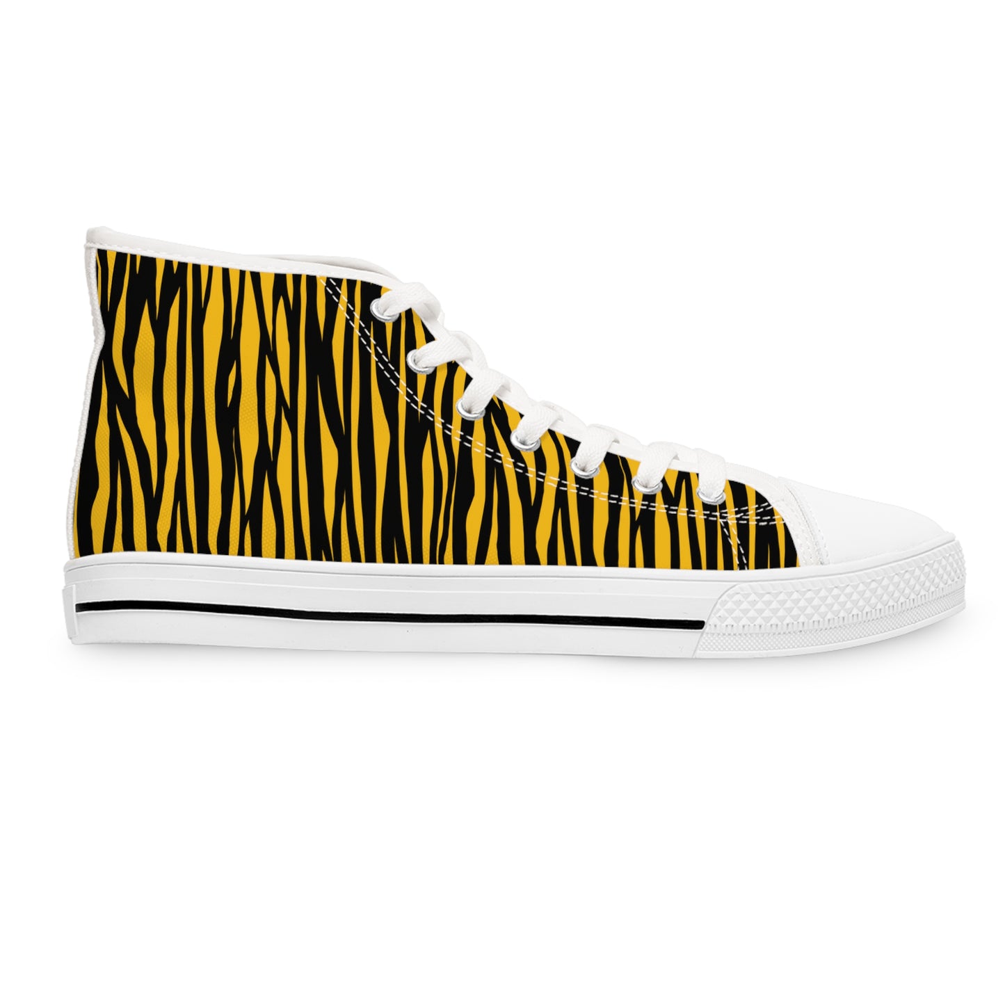 Stylish Women's High Top Sneakers - Bold Tiger Stripe Design