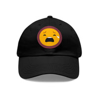 Emotional Dad Hat with Leather Patch - Sad Emoji Cap for Everyday Wear