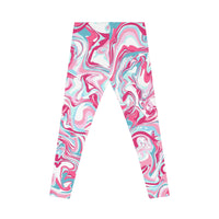 Vibrant Marble-Patterned Women's Casual Leggings