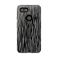Stylish Tough Phone Case - Black and Gray Striped Design