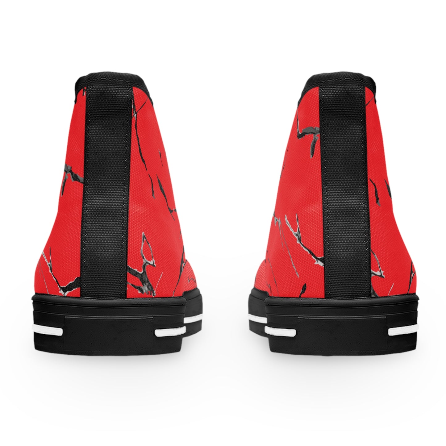 Stylish Women's High Top Sneakers - Red Marble Design