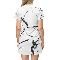 Chic Marble Print T-Shirt Dress, Stylish Casual Wear for Women, Summer Fashion, Gift for Her, Relaxed Fit Dress, Everyday Dress