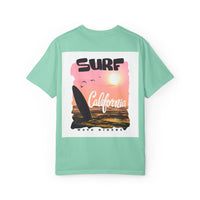 California Surf Graphic Tee - Unisex Garment-Dyed T-Shirt for Beach Lovers, Summer Vibes, Gift for Surfers, Casual Wear,