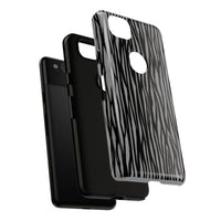 Stylish Tough Phone Case - Black and Gray Striped Design