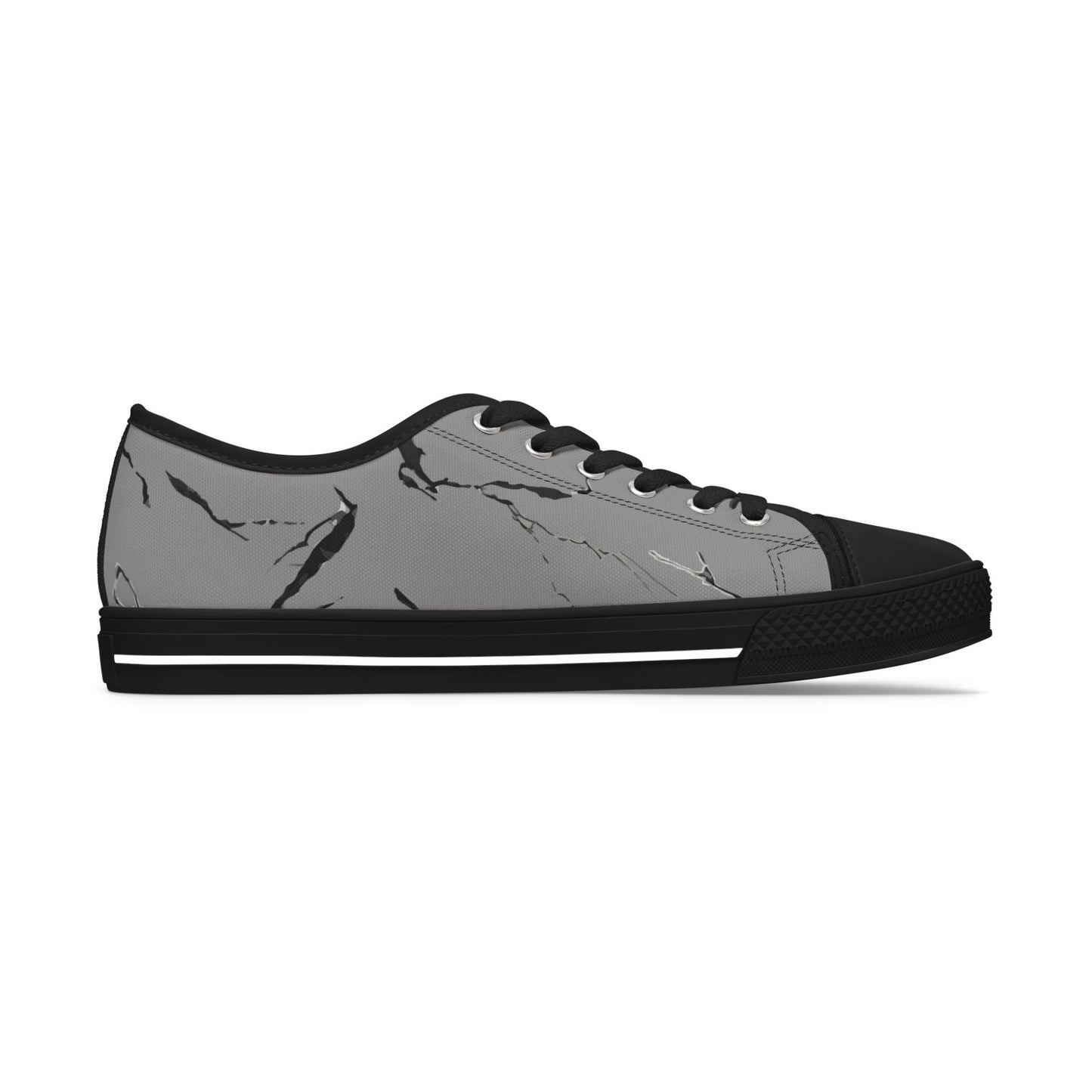 Stylish Women's Low Top Sneakers - Gray Marble Design