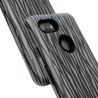 Stylish Tough Phone Case - Black and Gray Striped Design