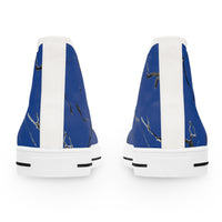 Stylish High Top Sneakers with Artistic Blue Design