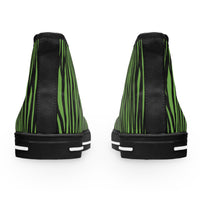 Women's High Top Sneakers - Green Zebra Print Casual Shoes