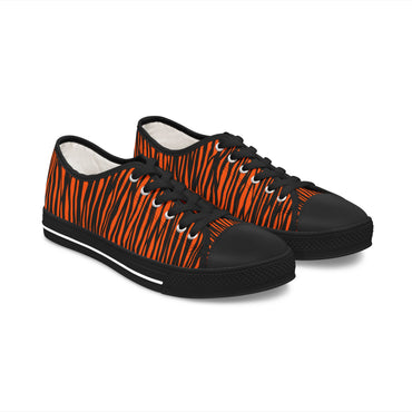 Fierce Fashion Women's Low Top Sneakers - Trendy Tiger Stripe Sneakers, Casual Wear, Gift for Animal Lovers, Statement Shoes, Summer Style