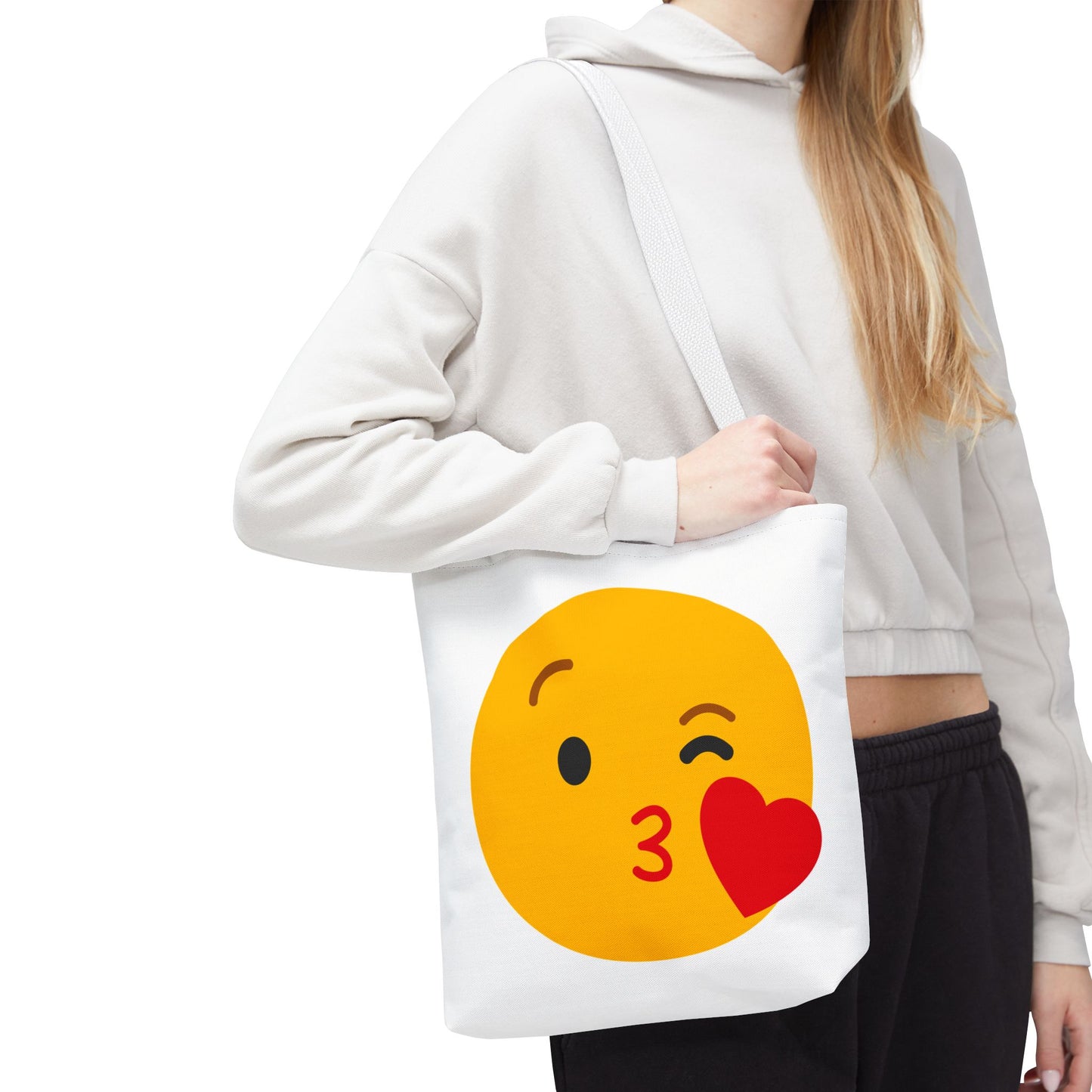 Emoji Kiss Tote Bag, Cute Gift for Friends, Love & Friendship, Reusable Shopping, Fun Casual Bag, Holiday Gifts