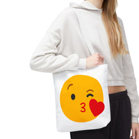 Emoji Kiss Tote Bag, Cute Gift for Friends, Love & Friendship, Reusable Shopping, Fun Casual Bag, Holiday Gifts