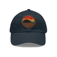 Retro Sunset Dad Hat with Leather Patch