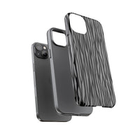 Stylish Tough Phone Case - Black and Gray Striped Design