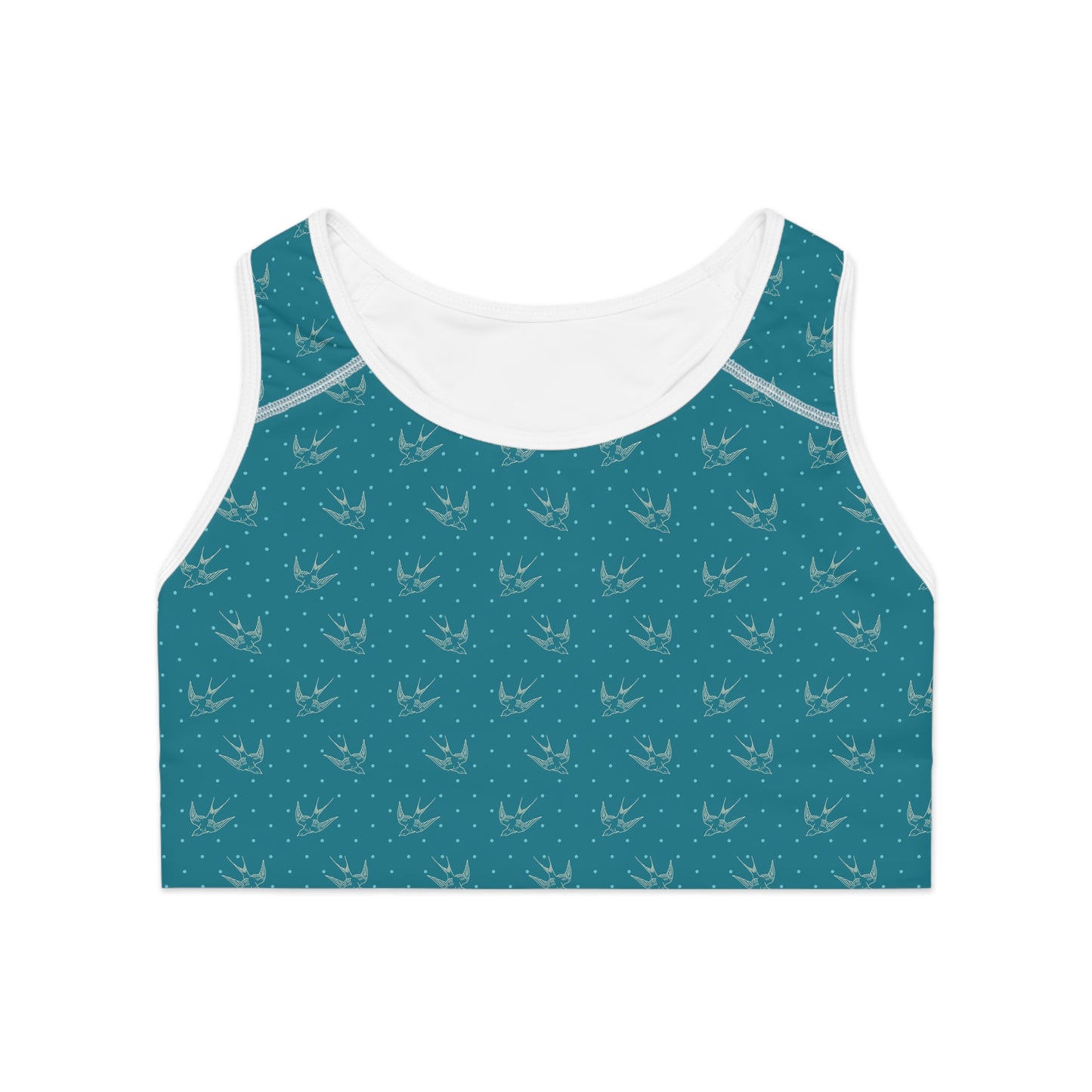 Charming Sports Bra with Bird Print, Fitness Wear, Workout Gear, Yoga Top, Activewear for Her, Great for Gifts