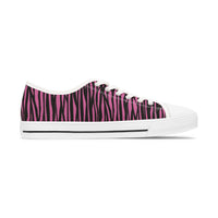 Fierce Pink Zebra Print Women's Low Top Sneakers - Trendy Casual Footwear