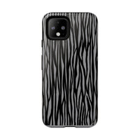 Stylish Tough Phone Case - Black and Gray Striped Design