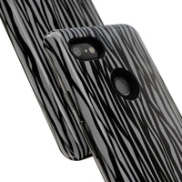 Stylish Tough Phone Case - Black and Gray Striped Design