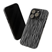 Stylish Tough Phone Case - Black and Gray Striped Design