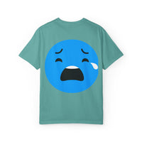 Unisex Garment-Dyed T-Shirt with Sad Emoji Design