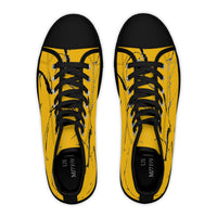 Stylish Yellow High Top Sneakers with Unique Marble Design