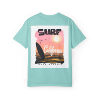 California Surf Graphic Tee - Unisex Garment-Dyed T-Shirt for Beach Lovers, Summer Vibes, Gift for Surfers, Casual Wear,