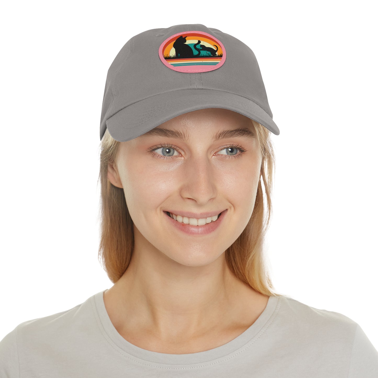 Cats and Sunset Dad Hat - Vintage Leather Patch Cap