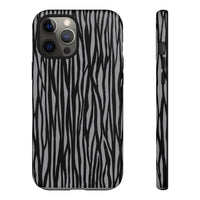 Stylish Tough Phone Case - Black and Gray Striped Design