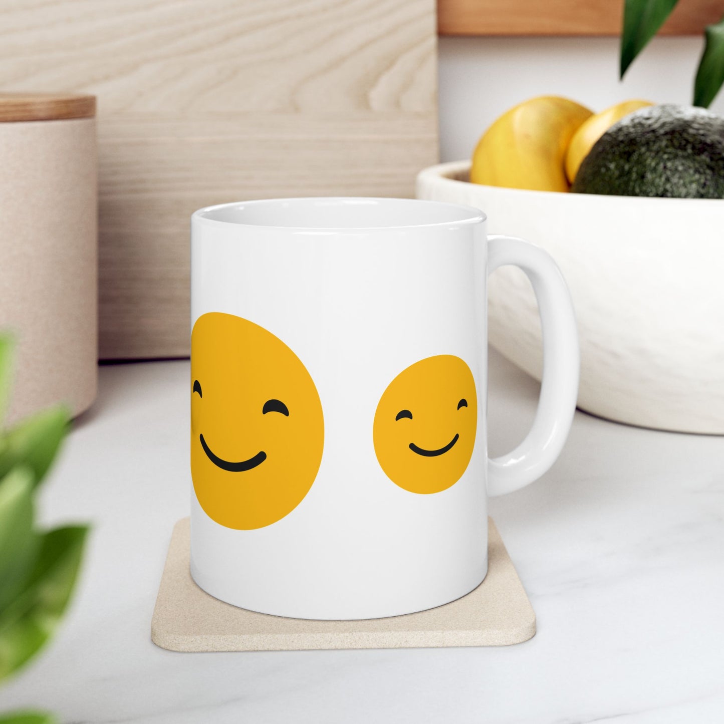 Cheerful Smiley Face Ceramic Mug - 11oz & 15oz for Coffee Lovers