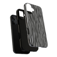 Stylish Tough Phone Case - Black and Gray Striped Design