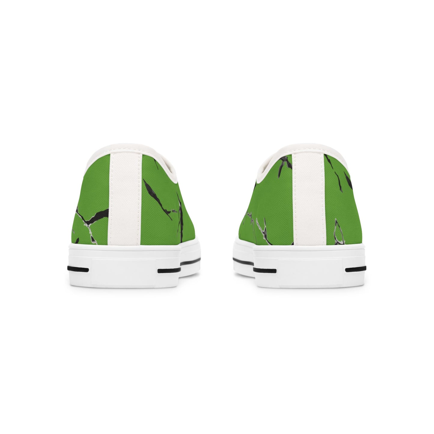 Trendy Women’s Low Top Sneakers - Green & Black Marble Design