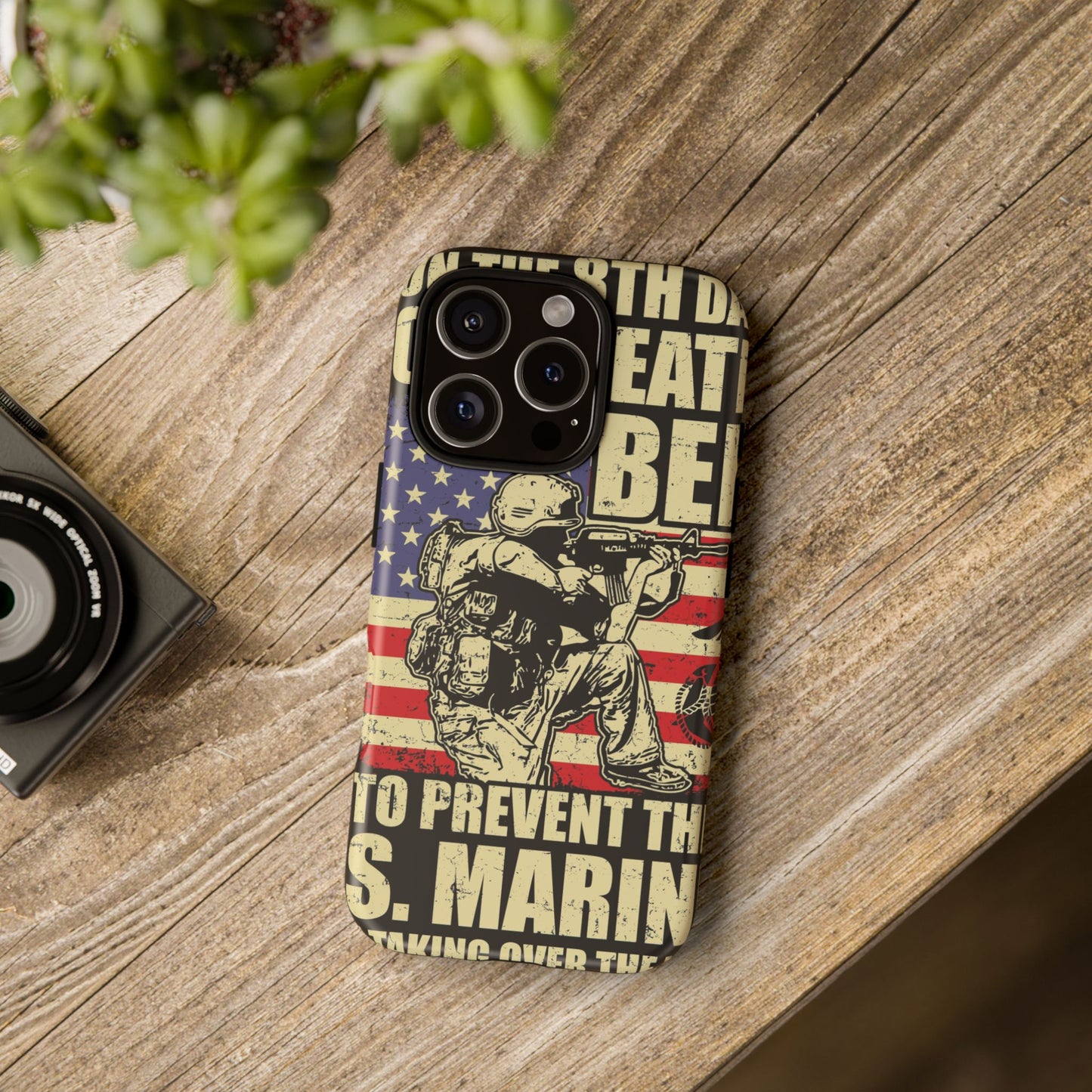 Military-Themed Phone Case - 'God Created Beer' Design