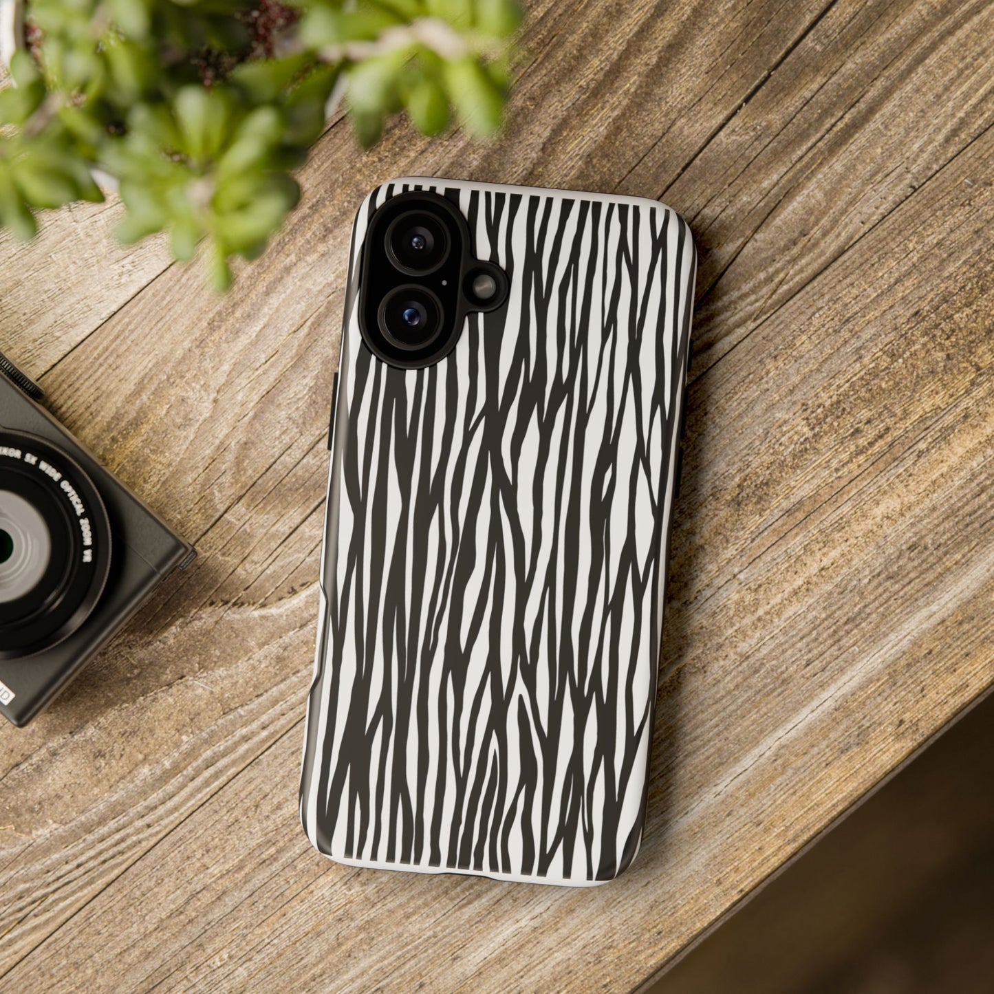 Tough Cases: Stylish Black and White Zebra Print Phone Case