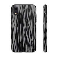 Stylish Tough Phone Case - Black and Gray Striped Design