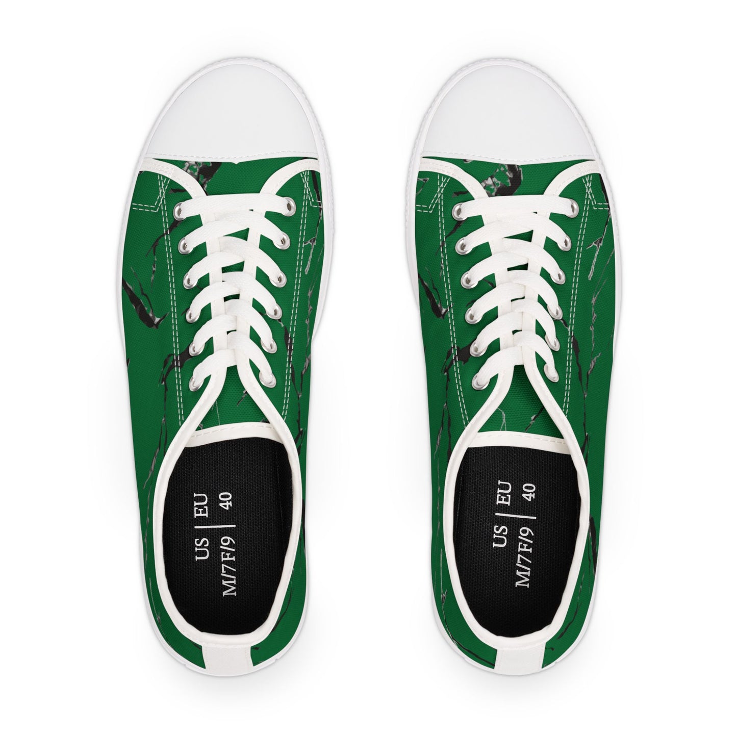 Eco-Friendly Women's Low Top Sneakers with Green Marble Design
