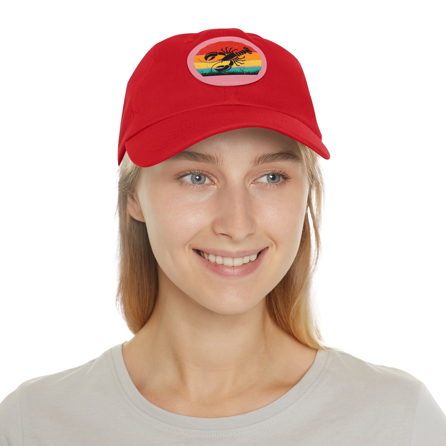 Lobster Themed Dad Hat with Leather Patch - Vintage Style Cap for Seafood Lovers