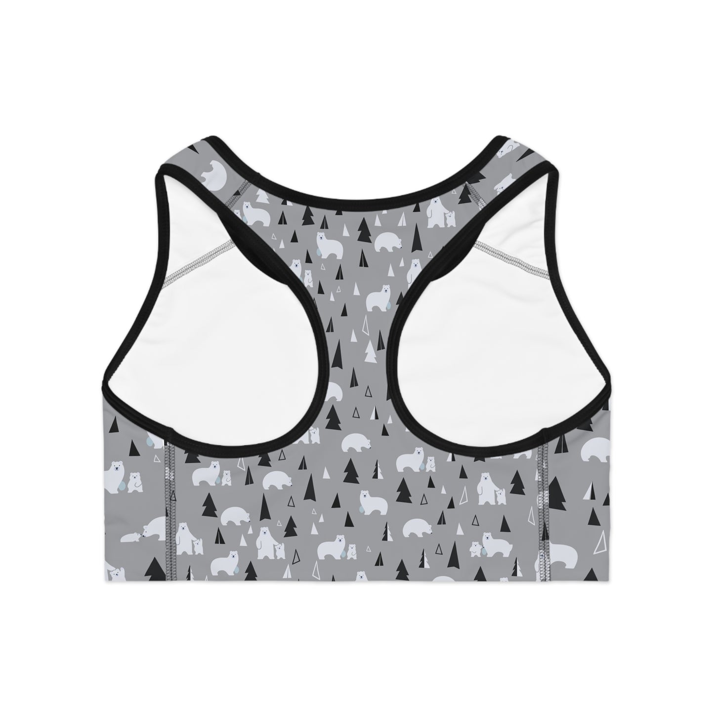 Adventure-Ready Sports Bra with Bear and Tree Print