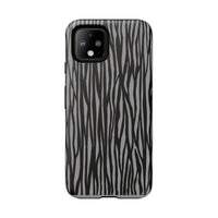 Stylish Tough Phone Case - Black and Gray Striped Design